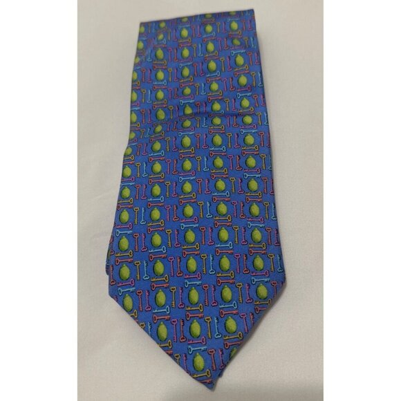 Peter-Blair Mens Silk Necktie With Green Key & Pear Design - Picture 2 of 6